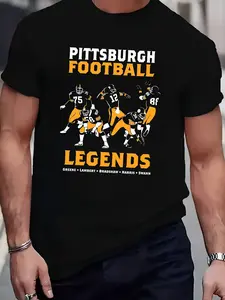 Pittsburgh Football Legends Men'S T-Shirt- Casual, Short Sleeve, Vintage Cotton Tee with Retro Graphic Design
