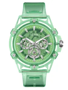 GUESS Male Transparent Green Multifunction Watch