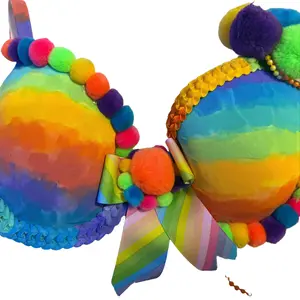 Custom Costume Bra Handmade Detail in Rainbow Available in All Sizes Bra