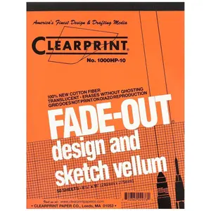 8-1/2" x 11" 1000H Design Vellum Pad with Printed Fade-Out 10x10 Grid, 16 lb., 100% Cotton, 50 Sheets, 1 Each