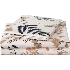 Yellow Floral Printed Sheet Queen Size, 4 Botanical Microfiber Extra Deep Pocket