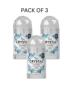 Crystal Mineral Deodorant Stick Unscented - 4.25oz each - No Aluminum, Paraben Free and No White Marks, 24hr Odor protection - Set of 3