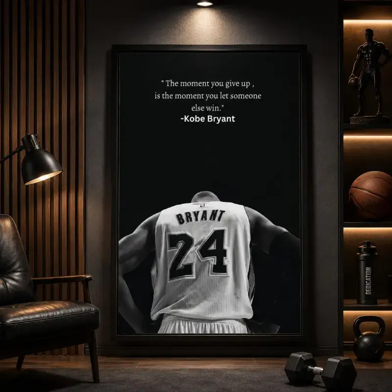 Black & White Kobe Bryant Poster – Motivational Sports Wall Art for Living Room, Bedroom & Gym