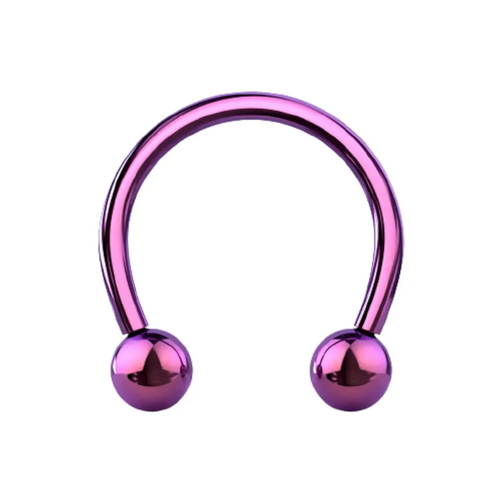 Internally Threaded Ball Ends Circular Horseshoe Barbell - PVD Plated G23 Implant Grade Titanium