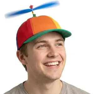 Adult Propeller Beanie Hat – Original Flying Propeller Cap, Made in USA, Multi-Color 6-Panel Design with Spinning Propeller & Frog topperGift