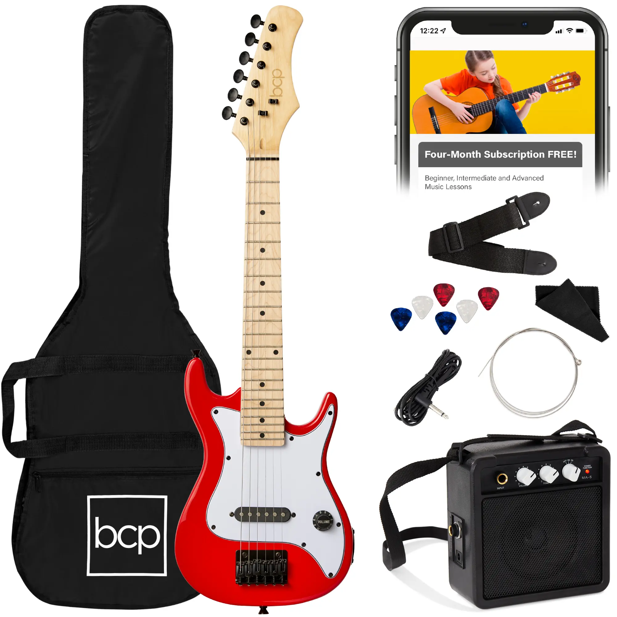 Best Choice Products 30in Kids Electric Guitar Beginner Starter Kit w/ 5W Amplifier, Strap, Case Best Choice Products 30in Kids Electric Guitar Beginner Starter Kit w/ 5W Amplifier, Strap, Case
