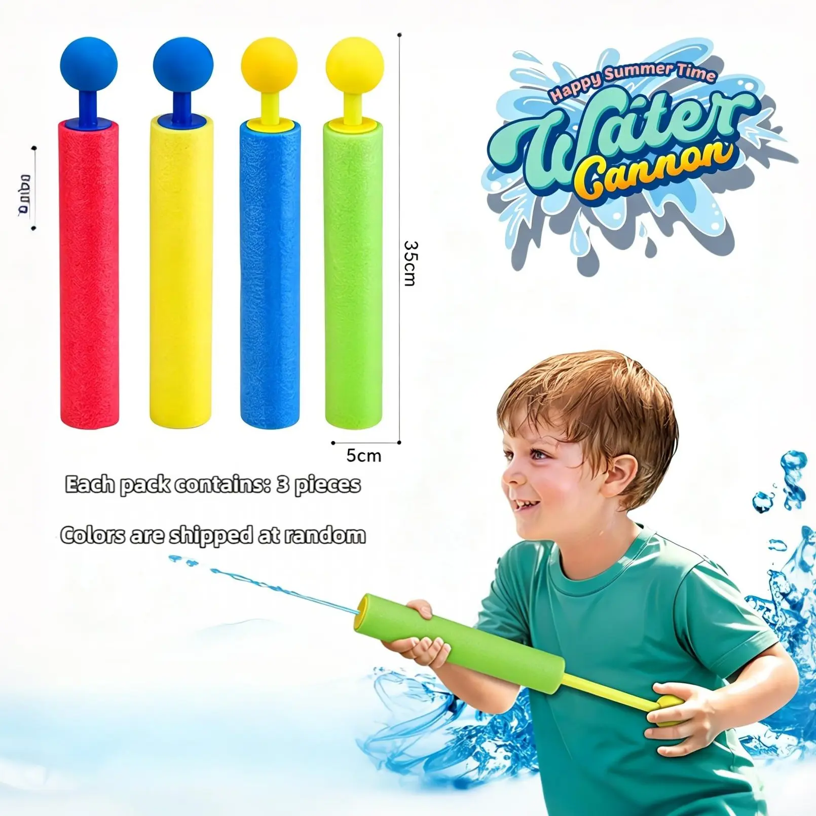 3PCS Portable Foam Spraying Sticks - Lightweight Safe Ejecting Tubes, Non-Toxic Water Blasters for Pool Parties, Camping Games