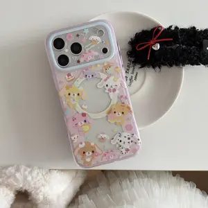 Magnetic Two-In-One Rainbow Bunny Phone Case for Apple iPhone 17 Pro Max, 16 Pro Max, 15 Pro Max, 14 Pro, 13, Fashionable Women's Case Phone Cover