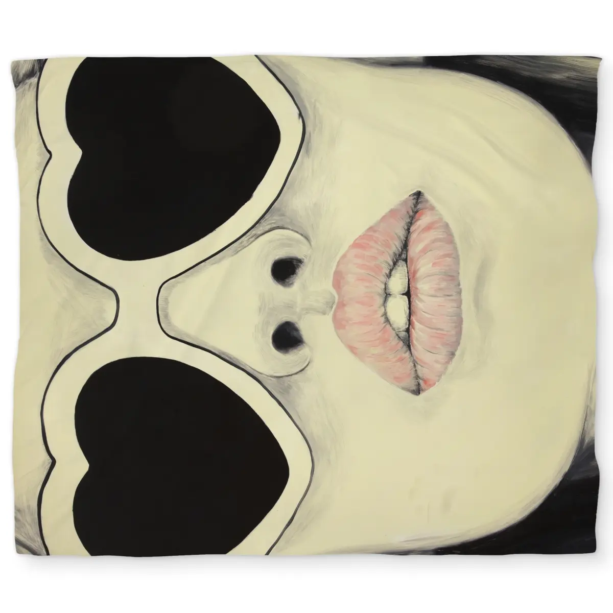 360 stand King Size Microfiber Duvet Cover for Face, Unique Figurative Print Blush Pink Young Lady with Glasses Design, Romantic Look, Machine Washable Bedding for Living Room, Microfiber Duvet Covers, Unique Duvet Covers, Artful Decor