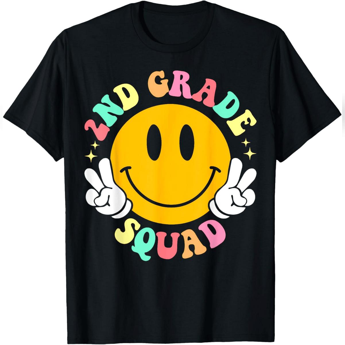 2nd Grade Squad Second Grade Teacher Team Back To School Men Women Girls T-Shirt Comfy Everyday T-Shirt