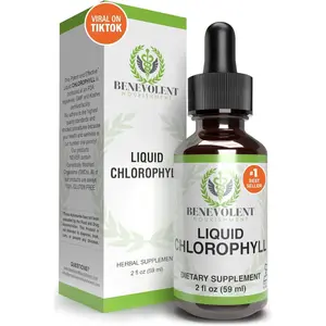 Benevolent Chlorophyll Liquid Drops – Organic Detox & Immune Support, Internal Deodorizer & Skin Health Supplement, Non-GMO, 4 Month Supply, Natural Mint Flavor