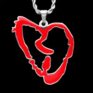 Red XXXtentacion Heartbreak Necklace Stainless Steel Pendant with Mirror Polished Finish with Choice of Chain Free Gift Included
