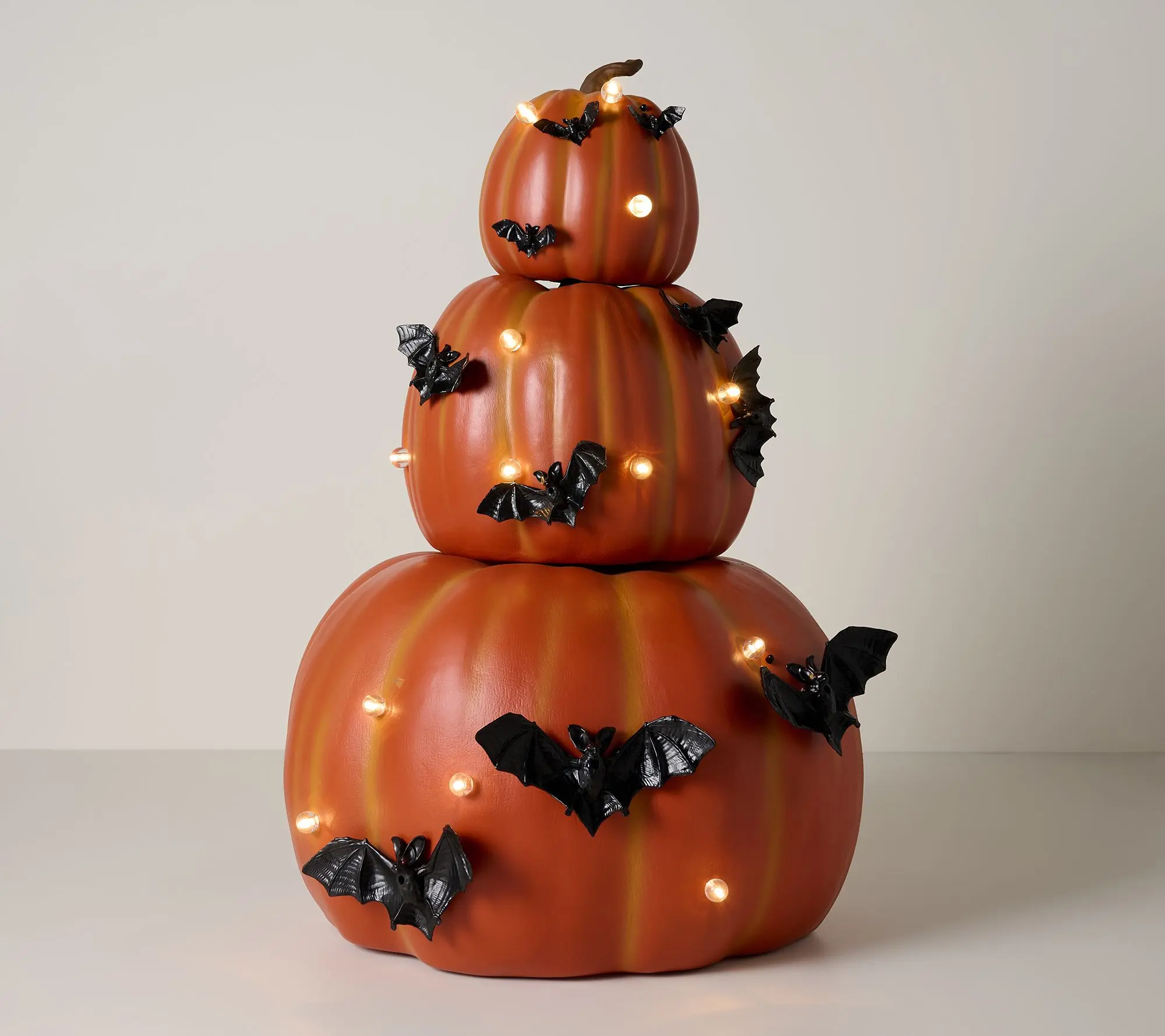 Home Reflections Set of 3 Lit Stacked Pumpkins with