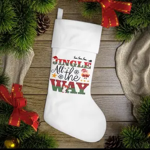 Jingle All The Way White Holiday Stocking#christmas decorations #stocking stuffer Chirstams