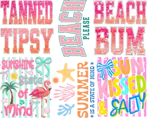 Summer 5 Premade Gang Sheet 30*24 with  Full-Size DTF Prints Instant Peel Film for Easy Application Ideal for Apparel Diy Material Diy Craft Decor