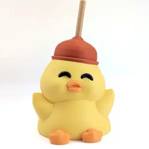 Plunger Duck Figurine – Cute Bathroom Decor Toy Gift Shelf Ornament - Figurines for Adults