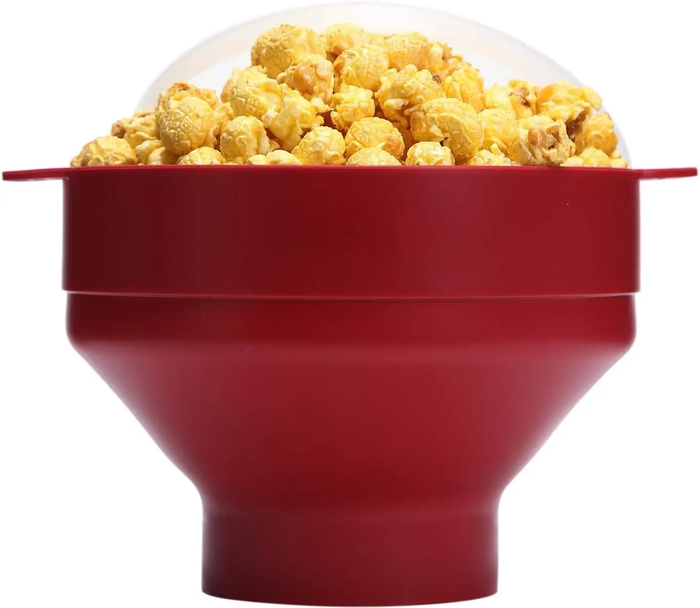 The   Collapsible  Microwave Popcorn Popper Maker Machine, Microwavable Bowl Holds 16 Cups, Uses Hot Air and Oil Always Optional - The  Colors  ( Red)