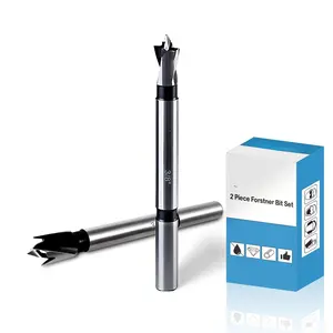 2-Pack 3/8 inch Forstner Drill Bits for Wood - Ideal for Fine Woodworking on Hardwoods, Plywood, Plastic.