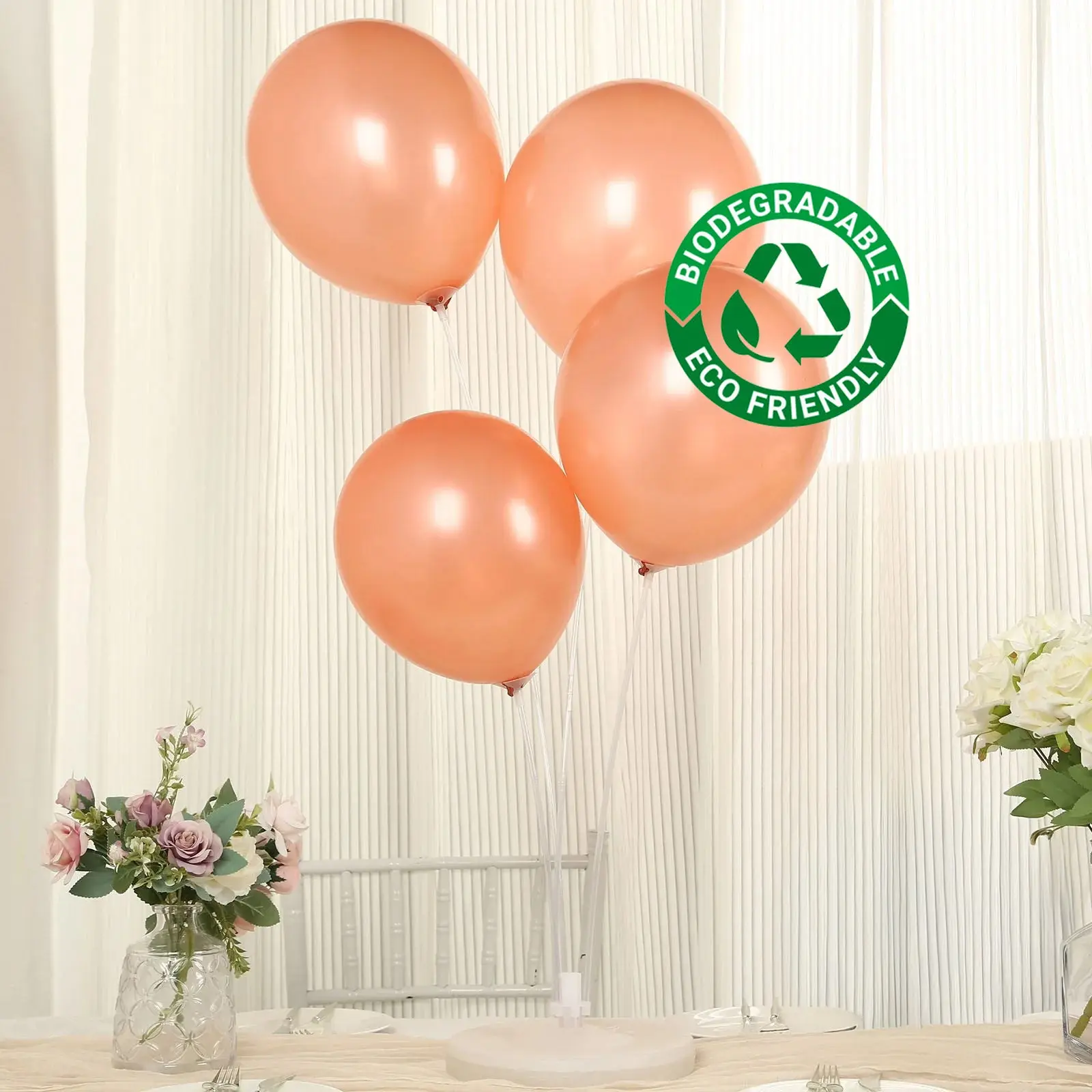 50 Pack Rose Gold Biodegradable Balloons, Eco-friendly Thickened Extra Strong Latex Helium Party Balloons - 12"