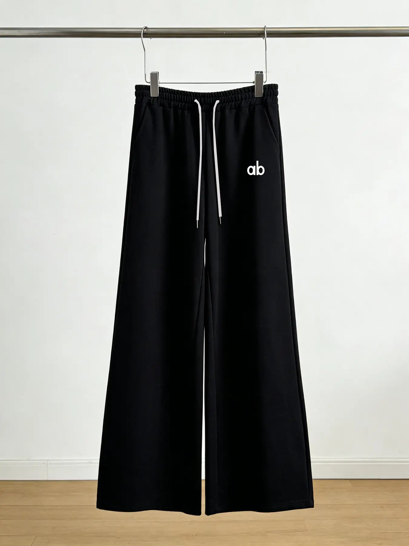 Summer Women's College Style Basic Wide Leg Pants Womenswear, High Waist Adjustable Drawstring Straight Leg Loose Fit, Casual Sporty Long Pants for All Seasons
