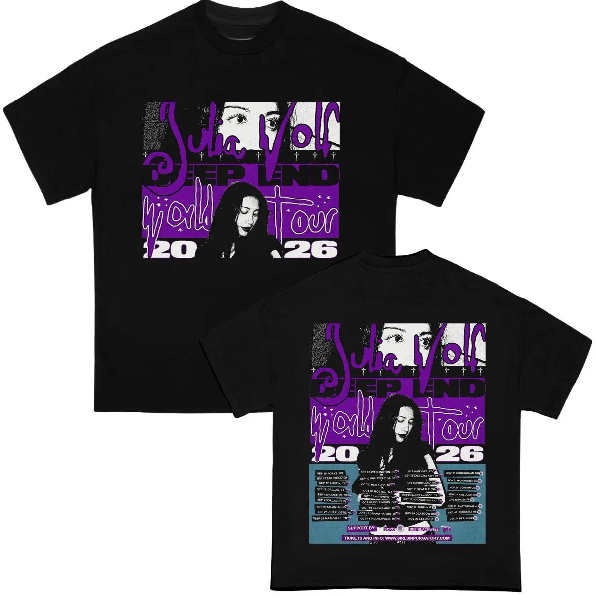 Julia Wolf The Deep End World Tour 2026 Shirt,Indie Pop Concert Graphic Tee, Music Artist Tour Dates Shirt, Fan Merch for Men Women, Vintage Aesthetic Streetwear Outfit Gift