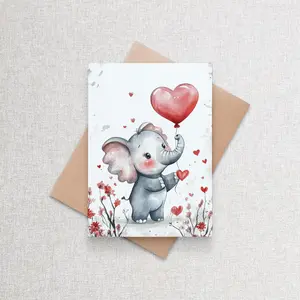 Elephant Heart Balloon Card | Greeting Card