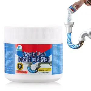 Crystal Lye Drain Opener,Powerful Pipe Dredging，Lye Sodium Hydroxide,Unclogs Bathroom and Kitchen Sinks,Drains,Shower Pipes， Cleaner Grease Remover Home Maintenance Soap Residue Easily Usable Hair Dissolving Container Household Plastic Cleaning