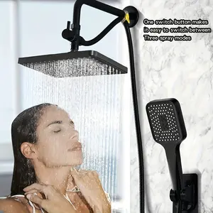 Smooth Bathing Set, Large Panel Top Spray & Powerful Handheld Shower Head, Rain Shower Head, No Hose, Upgraded Bathroom, 2-Piece Set