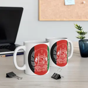 Novelty Ceramic Mug 11oz, variant #35, Coffee Tea Cup, Flag of Afghanistan