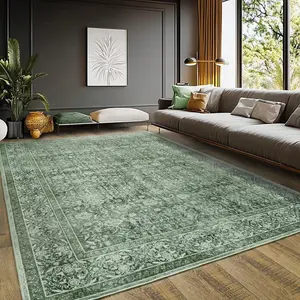 JAKOLIVE Eye-Catching Artistic Abstract Area Rug for Living Room, Floral Allover Green Tapestry Floor Carpet with Versatile Home Decor, Machine Washable, Suitable for Living Room, Bedroom, Hall, Bathroom, Kitchen, Laundry Room