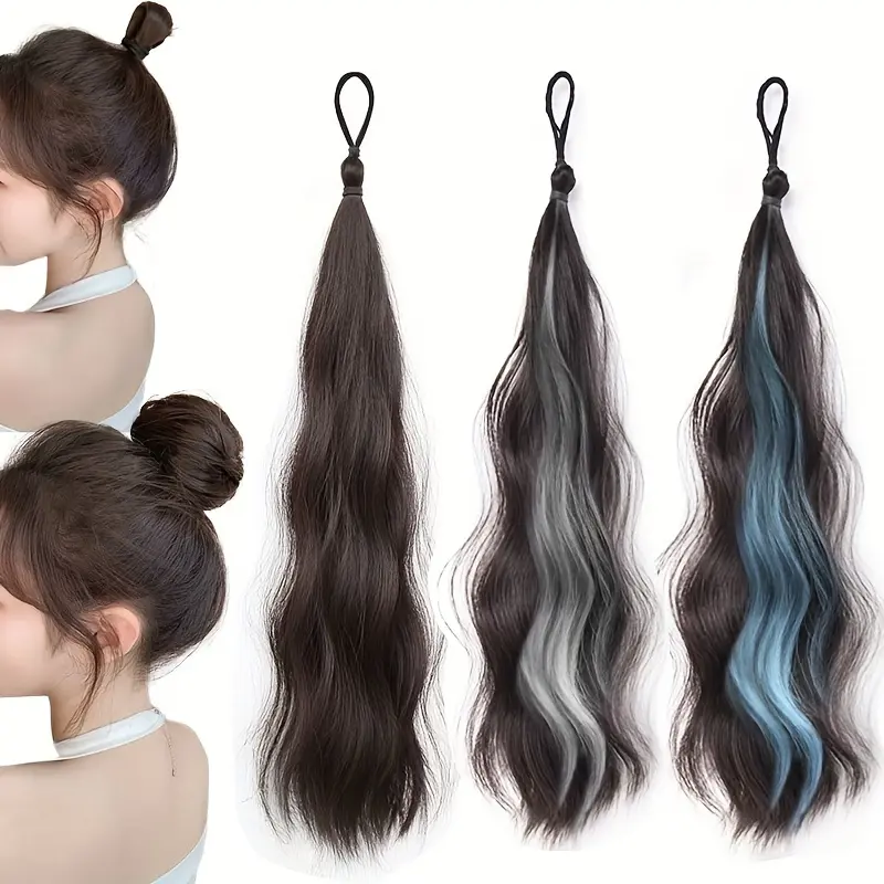 Unisex Dreadlock Hair Tie Extensions with Highlights, 11pcs Light Brown Synthetic Fiber, Casual Hip-Hop Style Hair Accessories for All Seasons, Hair Ties