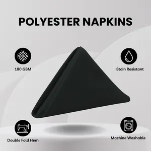 20 inch Polyester Cloth Napkins Black (Pack of 10) 20 inch Polyester Cloth Napkins Black (Pack of 10)