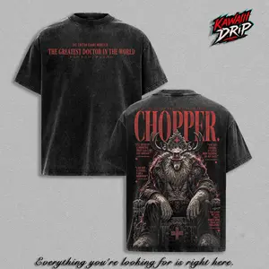 Tony Chopper Graphic Tee Vintage Washed Shirt Unisex Streetwear Anime Shirt Straw Hat Pirates Doctor Anime T-Shirt Oversized Heavy Cotton Graphic Shirt Gift for Anime Lovers One Pieceee Fans