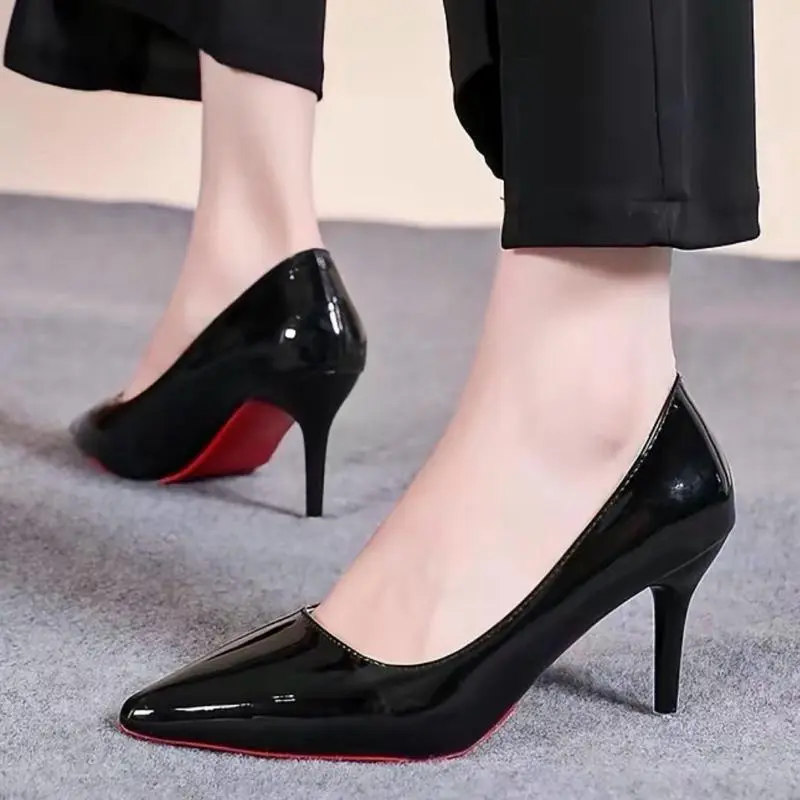 Women's Heels Red Bottom Thin Bridal High-Heeled Pointed Toe Pump Shoes for Formal Occasions Girl Classy Footwear