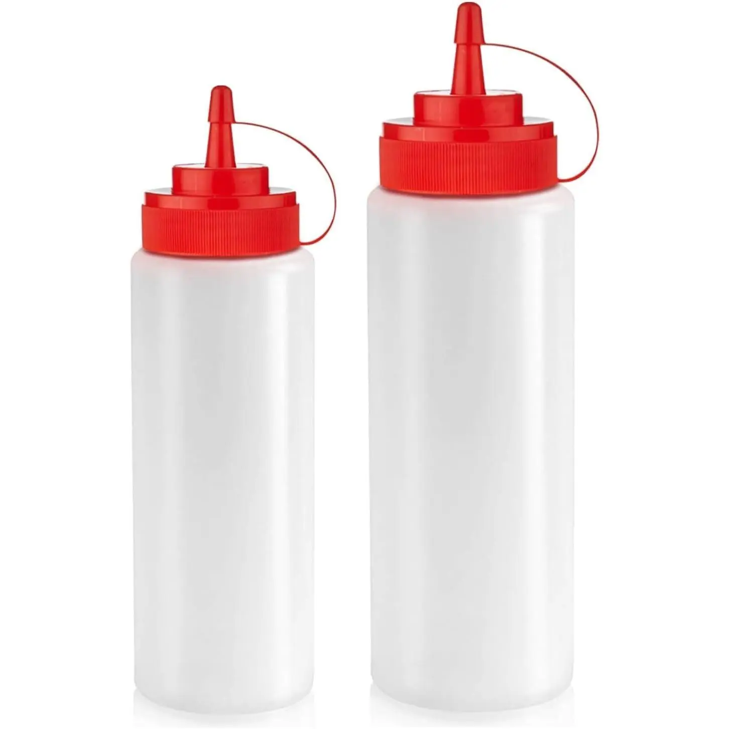 12 oz and 16 oz - 2 Pack | Condiment Squeeze Bottles - Plastic Squirt Bottles for Sauce, Ketchup, Dressing, Oil & More - Easy Pour, Refill & Clean - Kitchen Condiment Dispensers