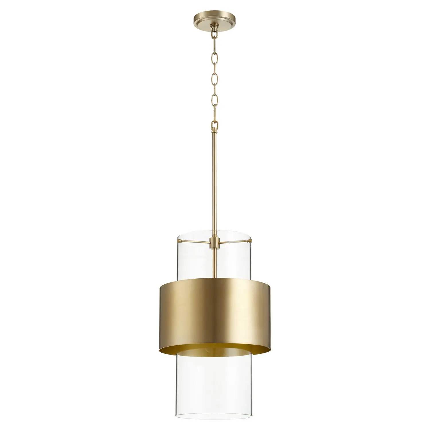 Glass Cylinder Drum Pendants One Light Pendant Aged Brass