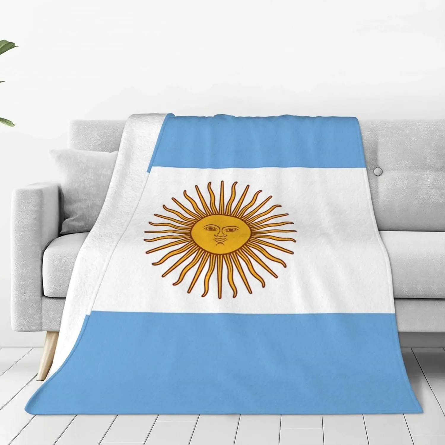 Cute Argentina Flag Flannel Fleece Blanket Throw - Decorative Sofa Blanket, Soft Multi Purpose 50"x40" for Bed, Camping, Flannel Fleece Blankets