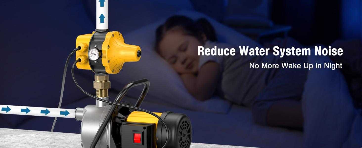 Smart Pressure Switch with Gauge for Well Pump, Automatic Water Pumps Switch, Dry-running Protection for Submersible/Shallow Well/Garden/Jet/Self-priming Pump, Power&Pump Cable Included, 110V-120V