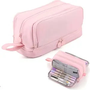 Pencil Case, Large Pencil Case with 4 Compartments Stationery Organizer for Boys and Girls, Aesthetic Pencil Bag Suitable for Kids Teenagers Students Women Men