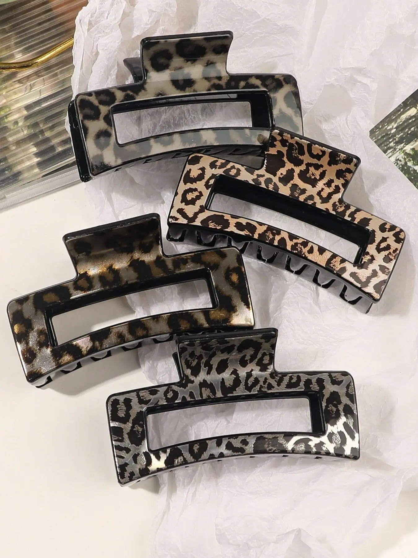 Leopard Print Hair Claw Clips Set, Hair Claws Set, Casual Versatile Hair Accessories for Women, Minimalist Headwear for Thick Hair, Fashion Decorative Hair Clips for Parties and Everyday Outfits, Super Cute Clips
