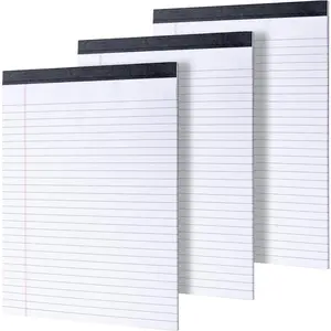 3 Pack Legal Pads 8.5 x 11, Notepads 8.5 x 11 Inch, 30 Sheets/Pack,White Note Pads Clear Print Writing Pads,Wide Ruled Legal Notepads,Lined Paper Pads,Sturdy  for School,,Office,Business