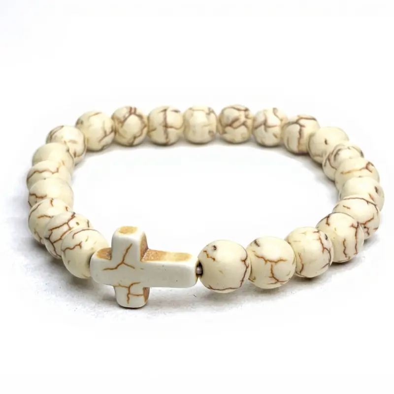 Cross Bead Bracelet - Beaded Design with Christian Cross, Perfect Accessory for displaying your faith in Jesus