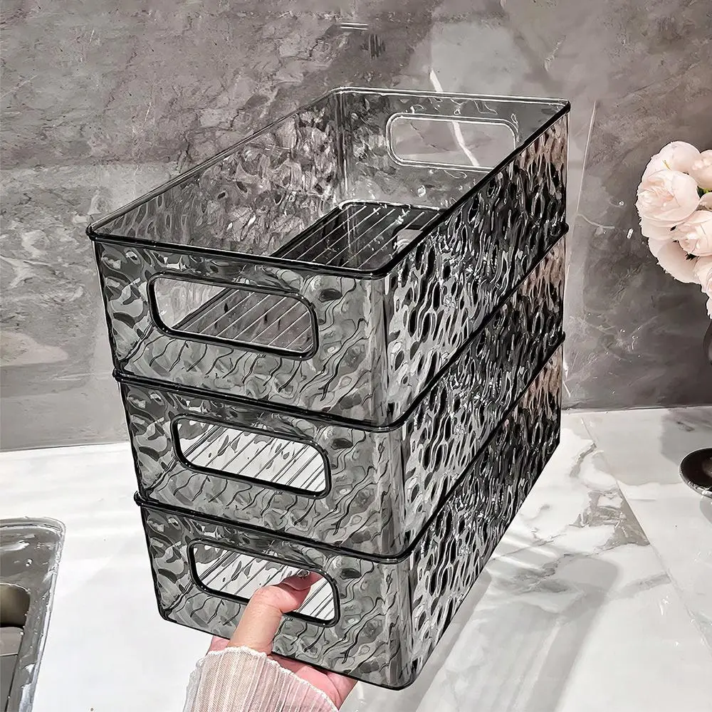 Kitchen Accessories Clear Food Storage Box, 1 Count Rectangle Refrigerator Vegetable Snack Containers, Snack Box, Food Storage Basket with Handle, Tra