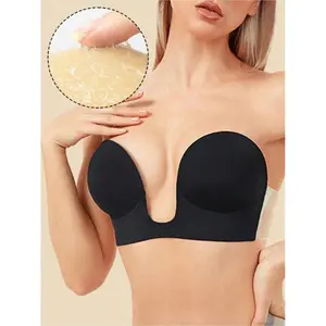1Pc Of Invisible Adhesive Push-Up Medium Support Bras Suitable For A-D Cup Full Bust Shapes, Strapless Backless Bra For Enhancing Bust, Ideal For Evening Gowns And Camisoles