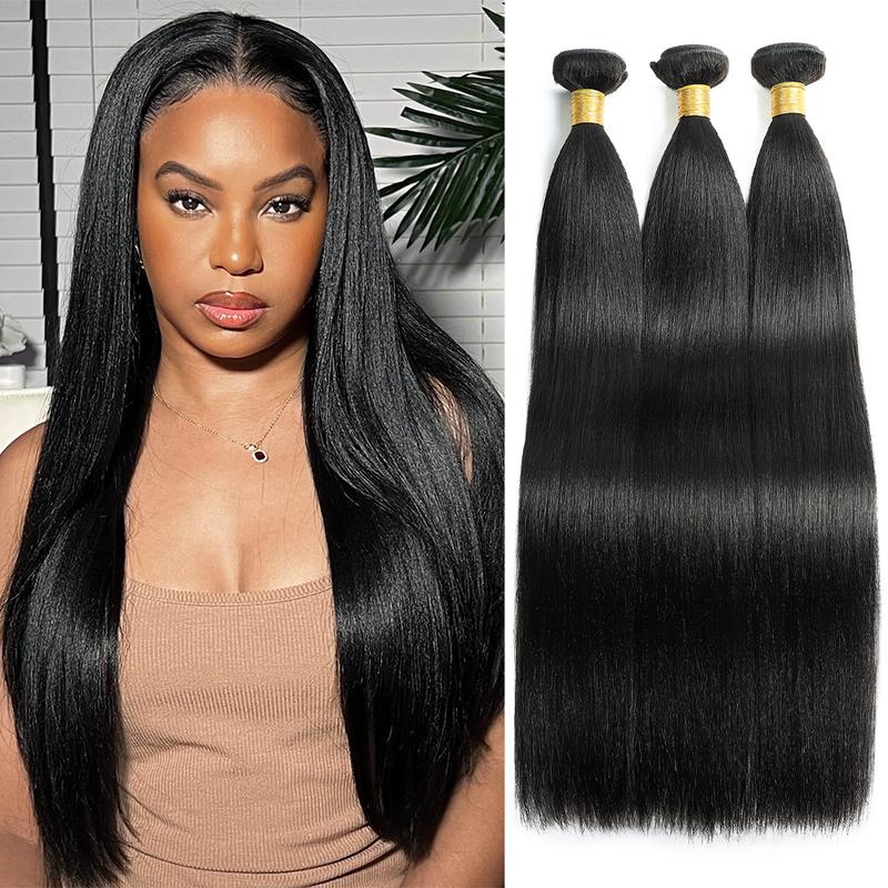 Brazilian Yaki Straight Hair Bundles 1 3 4 Bundles Human Hair Weave Raw Hair Bundles for Quick Weave