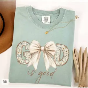 Comfort Colors Coquette God is Good Shirt, Trendy Women's Religious T-shirt