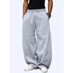 VYX Unisex Drawstring Waist Winter Warm Straight Wide-Leg Loose Fit Jogger Pants with Pockets