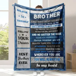 Letter Pattern Blanket, 1 Count Soft Throw Blanket, Air-conditioned Room Blanket, Warm Nap Blanket for Home & Office, Gift for Brother & Sister