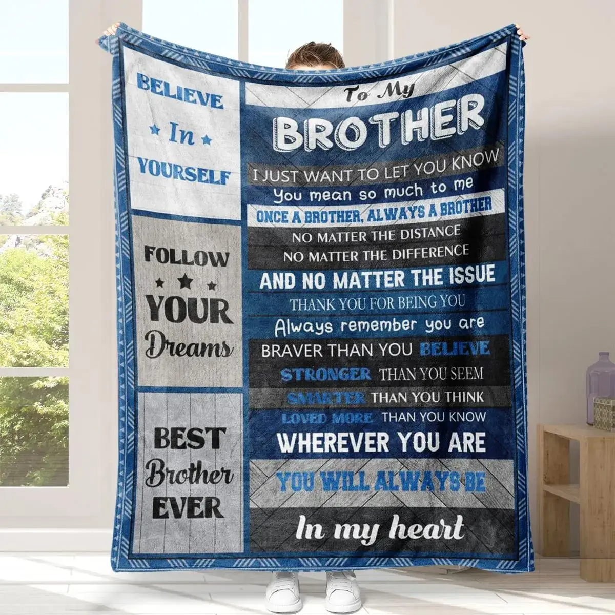 Letter Pattern Blanket, 1 Count Soft Throw Blanket, Air-conditioned Room Blanket, Warm Nap Blanket for Home & Office, Gift for Brother & Sister