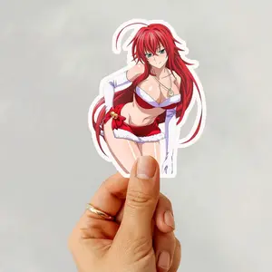 Rias Gremory Christmas Vinyl Sticker, High School DxD Anime Waifu Sticker, Sexy Santa Rias, Laptop Water Bottle Decor